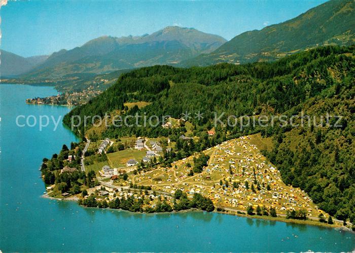 Pesenthein Millstaettersee Fliegeraufnahme Gross-Camping Seepartie