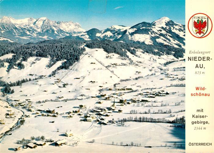 Niederau Wildschoenau Fliegeraufnahme mit Kaisergebirge