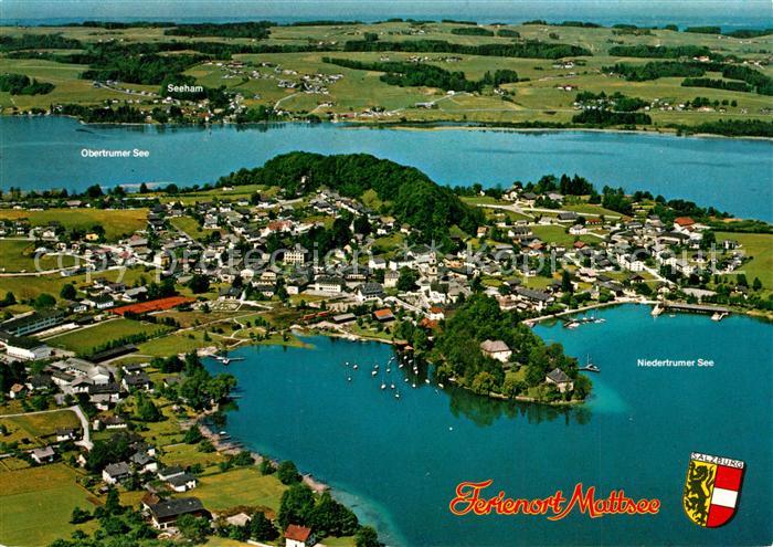 Mattsee Salzburg Fliegeraufnahme Ober- und Niedertrumer See