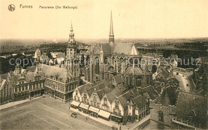 Furnes Veurne West-Vlaanderen Belgie Panorama Eglise Sainte Walburge