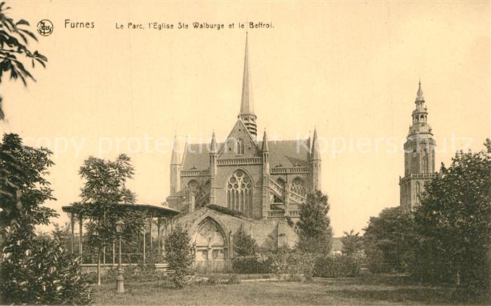 Furnes Veurne West-Vlaanderen Belgie Parc Eglise Sainte Walburga et le Beffroi