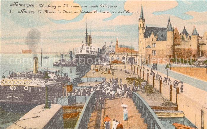 Anvers Antwerpen Musee du Steen au Ponton Embarcadere et l'Escauts