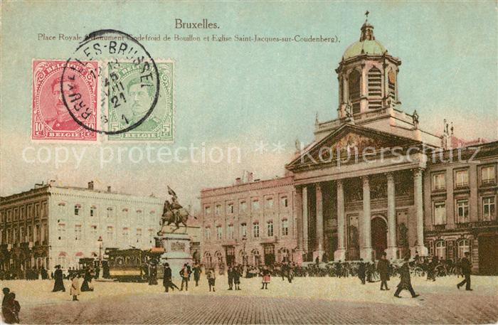 Bruxelles Bruessel Place Royale Monument Godegroid de Bouillon Eglise Saint Jacq