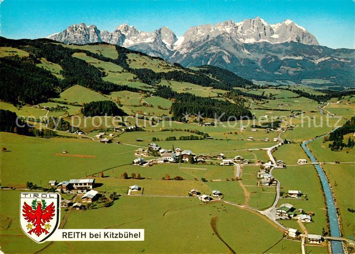 Reith Kitzbuehel mit Kaisergebirge Fliegeraufnahme