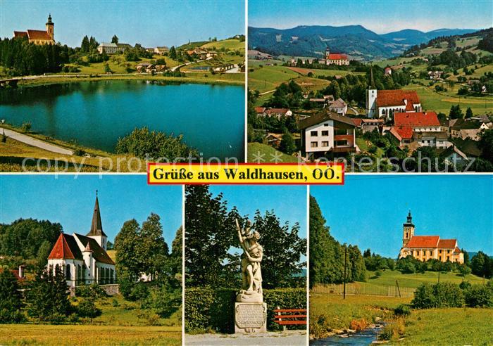 Waldhausen Oberoesterreich Panorama Badesee Kirche Bildstock Klosterkirche