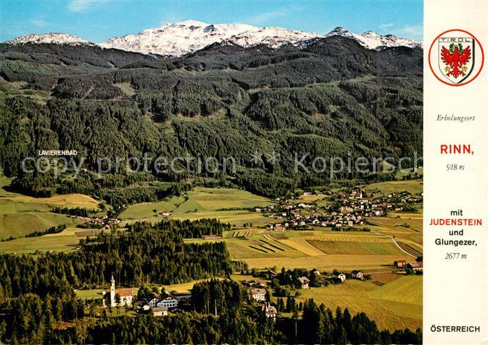 Rinn Panorama mit Judenstein Wallfahrtskirche Glungezer Tuxer Alpen Fliegeraufna