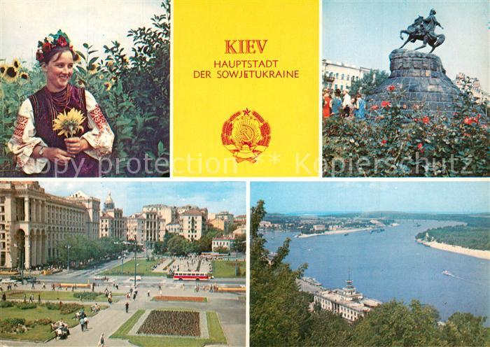 Kiev Kiew Trachten Bogdan Chmelnitzki Denkmal Kalininplatz Dnepr Hauptstadt Sowj