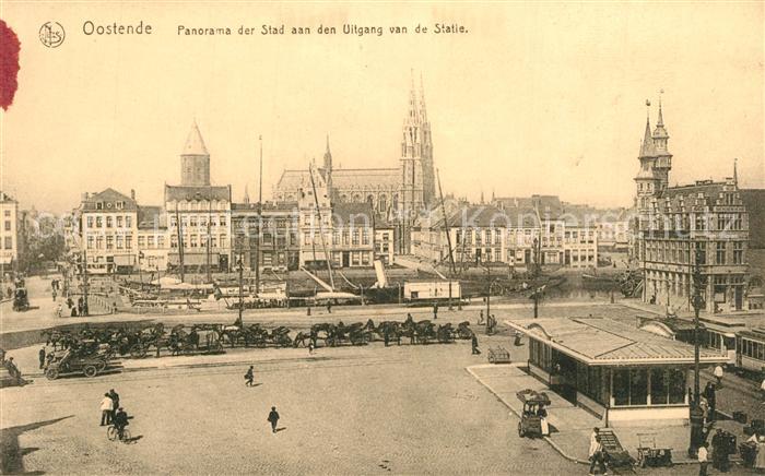 Oostende Ostende Panorama der Stad aan den Uitgang van de Statie