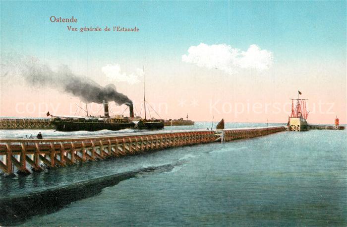 Ostende Oostende Vue Generale de l'Escacade Vapeur Dampfer