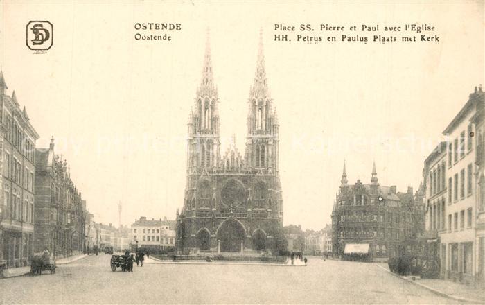 Ostende Oostende Place ss Pierre et Pauls avec l'Eglise