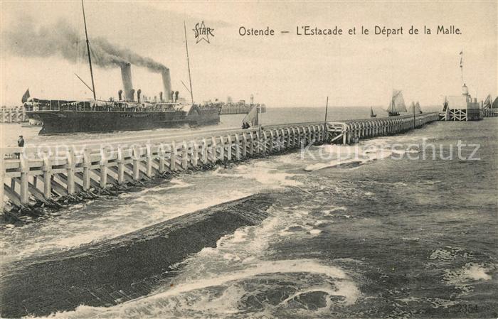 Ostende Oostende Estacade et le Départ de la Malle Vapeur