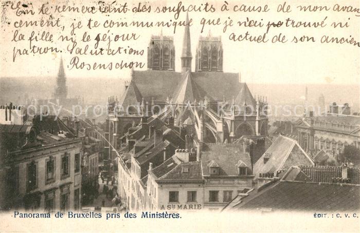 Bruxelles Bruessel Panorama pris des Ministères Cathedrale