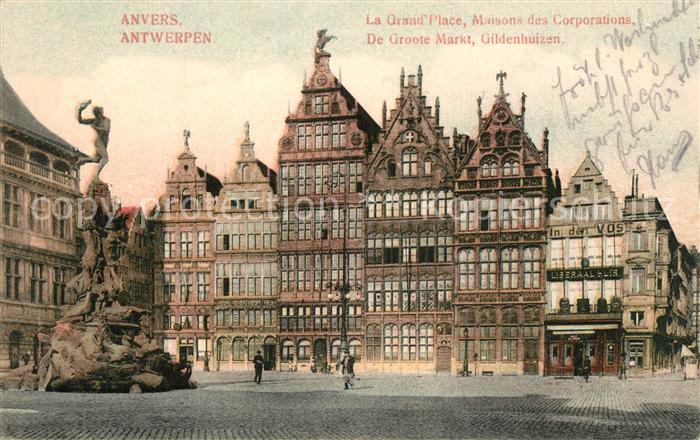 Anvers Antwerpen Grand  Place Maisons des Corporations Monument Fontaine de Brab