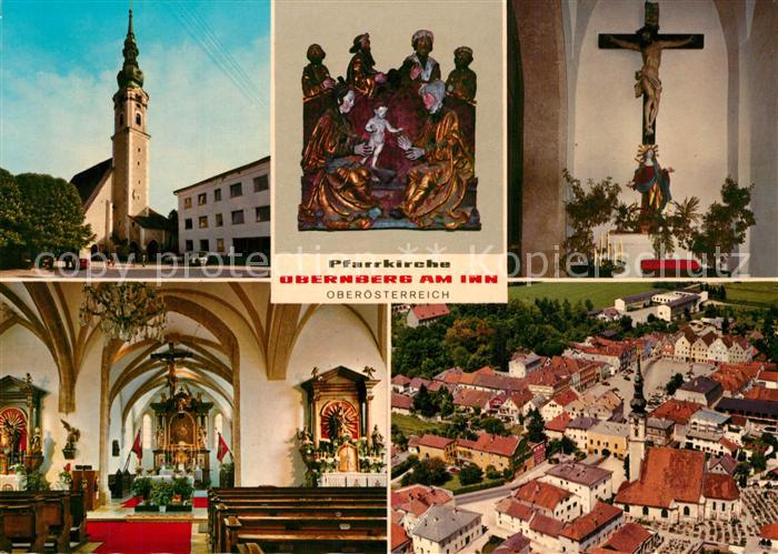 Obernberg Inn Abendmahl Pfarrkirche mit Skulptur Anna Selbdritt Fliegeraufnahme