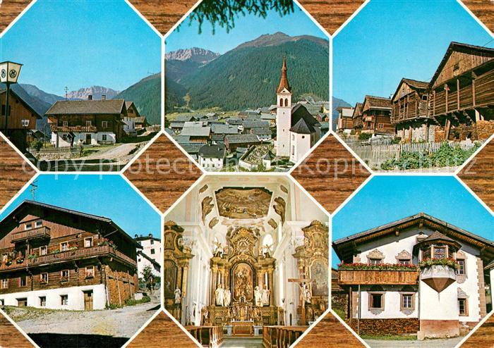 Obertilliach Dorfstrasse mit Porze Wohn und Stallgebaeude Obertillacher Bauernha