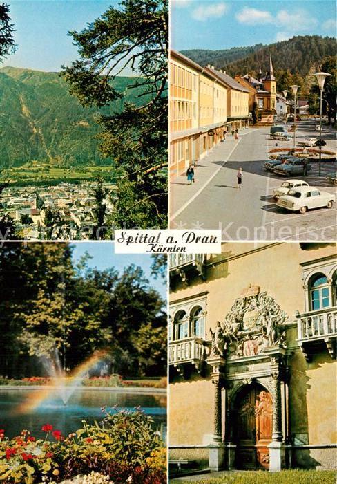 Spittal Drau Teilansichten Park Fontaene Portal