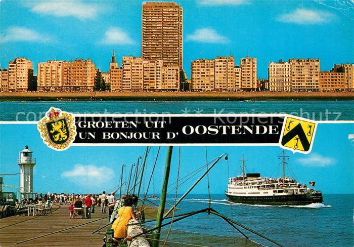 Oostende Ostende Strandhotels Pier Leuchtturm Fahrgastschiff