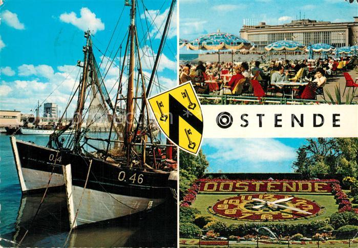 Oostende Ostende Fischerboote Kursaal Blumenuhr