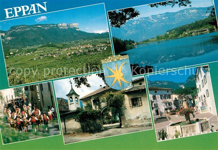 Eppan Suedtirol Panorama Montiggler See Trachtenumzug Ansitz Dorfbrunnen am Rath