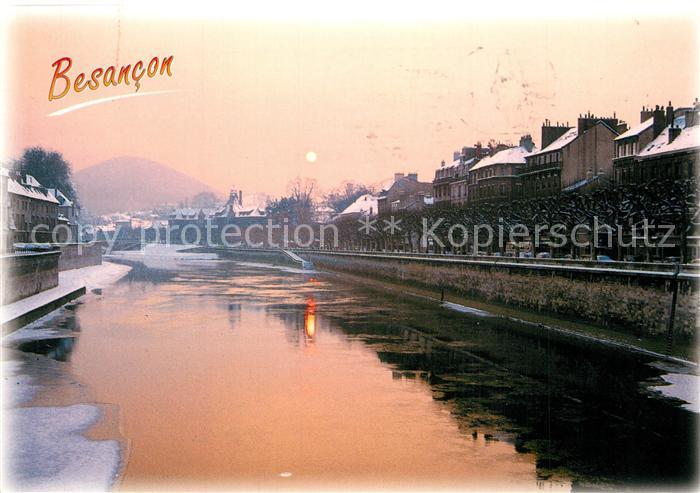 Besancon Doubs Les quais Coucher de soleil sur le Doub