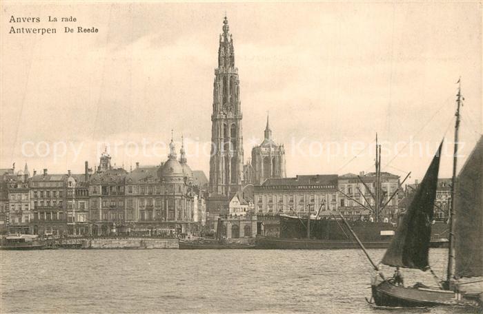 Anvers Antwerpen La Rade Bateau Eglise