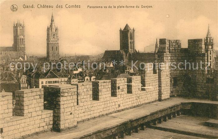 Gand Belgien Chateau des Comtes Panorama vu de la plate-forme du Donjon Serie 3
