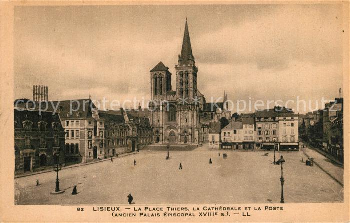Lisieux La Place Thiers la Cathedrale et la Pos