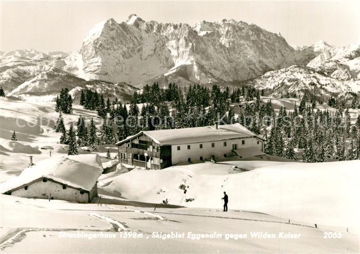 Waidring Tirol Straubingerhaus Berghaus Skigebiet Eggenalm gegen Wilden Kaiser W