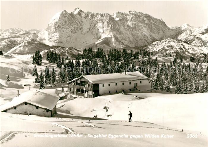 Koessen Tirol Straingerhaus Skigebiet Eggenalm gegen Wilden Kaiser Winterpanoram