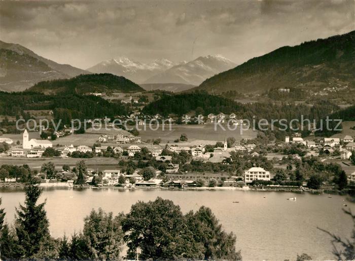 Seeboden Millstaettersee Panorama Blick zu den Alpen