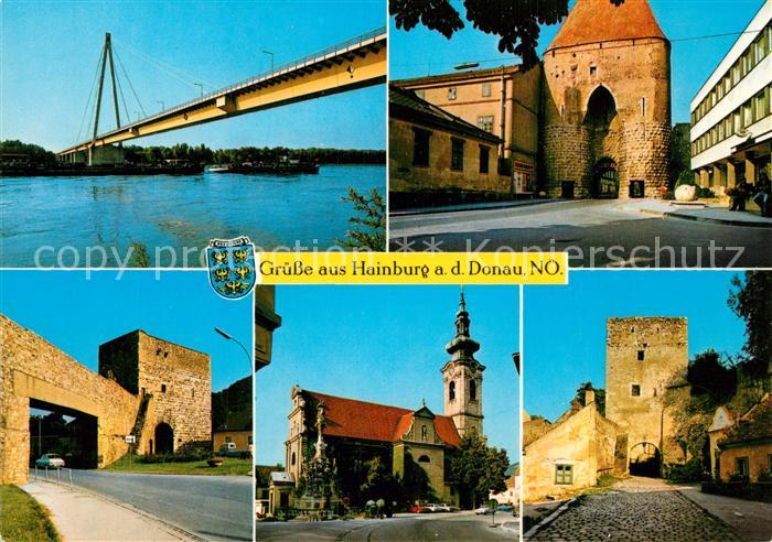 Hainburg Donau Donaubruecke Wienertor Ungartor Kirche Fischertor