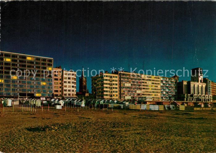 Blankenberge Strand en eijk bij nacht Strand Promenade