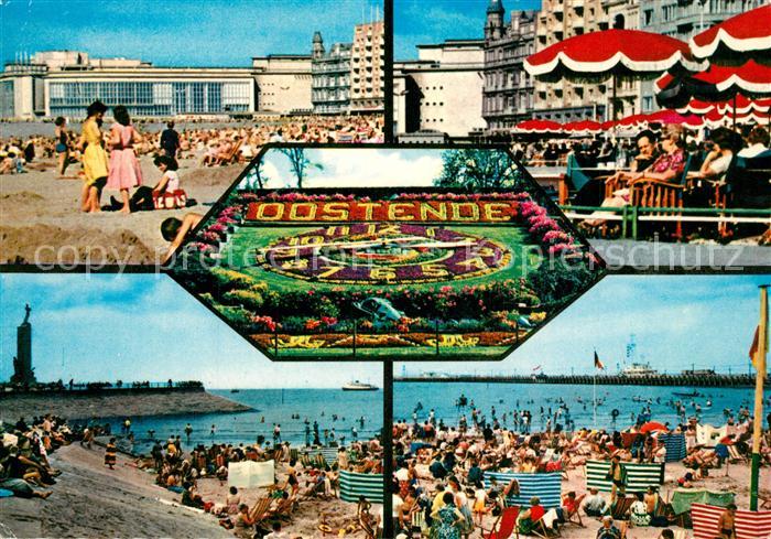 Oostende Ostende Strand Mole Restaurant Strassencafe Blumenuhr