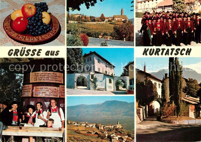 Kurtatsch Teilansichten Ort an der Weinstrasse Musikkapelle Weinlokal Obstschale