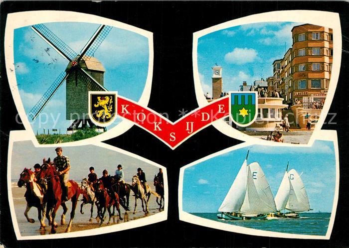 Koksijde Windmuehle Ausritt am Strand Segeln Hotels