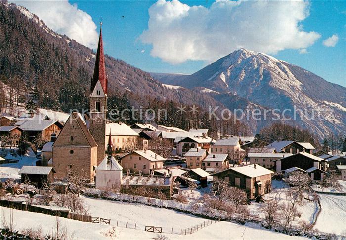Maria Trens Ortsansicht mit Kirche Alpenpanorama Winterlandschaft