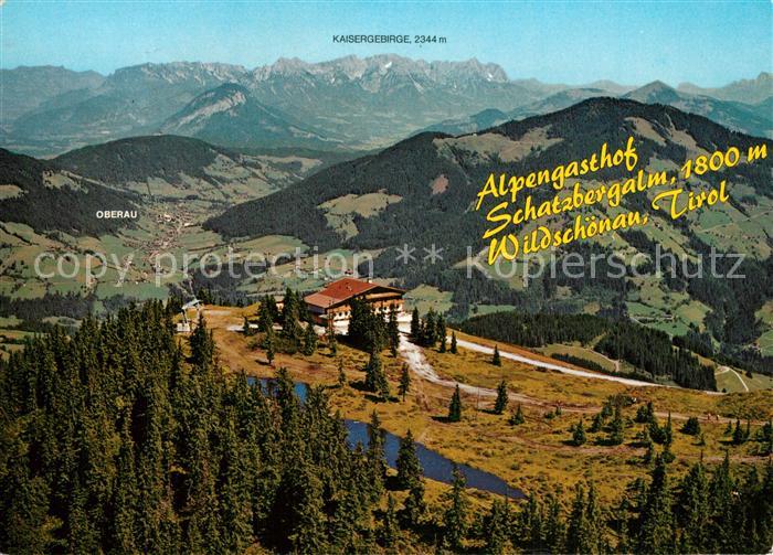Thierbach Wildschoenau Berggasthof Schatzbergalm Blick zum Kaisergebirge Flieger