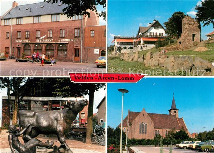 Velden Limburg Arcen Lomm Restaurant Burgruine Plastik Kirche