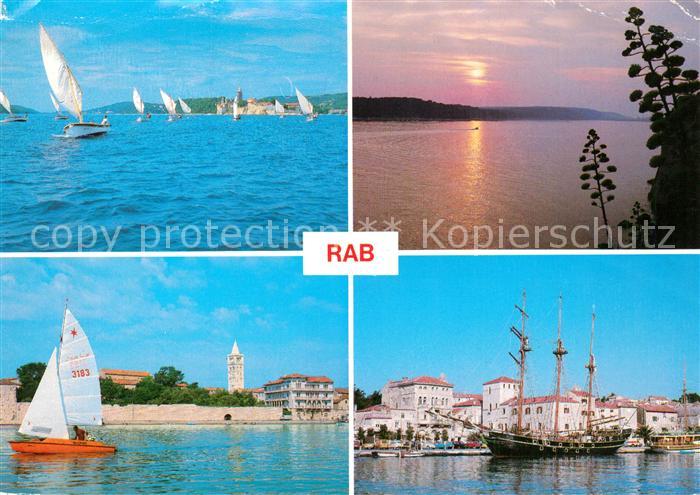 Rab Croatia Segelregatta Hafen Segelschiff Dreimaster Sonnenuntergang