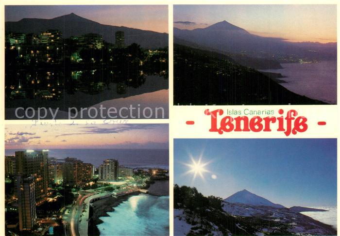 Tenerife Nachtaufnahmen Kuestenstadt Vulkan Teide