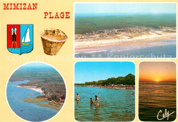 Mimizan Plage Vue Generale Plage Coucher du soleil vue aérienne