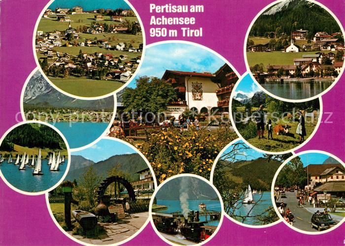 Pertisau Achensee Ortsmotive Wasserrad Hotel Bootsanleger Landschaft