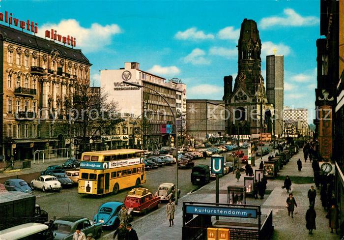 Berlin Kurfuerstendamm alte und neue Kaiser Wilhelm Gedaechtnis Kirche