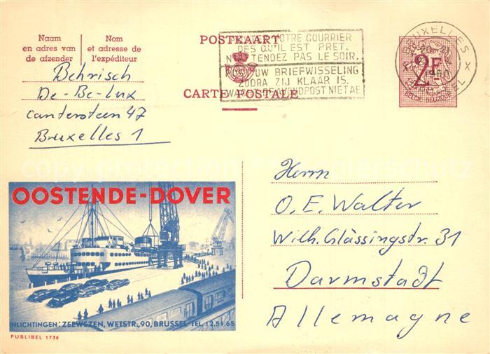 Bruessel Bruxelles Hafen Oostende Dover