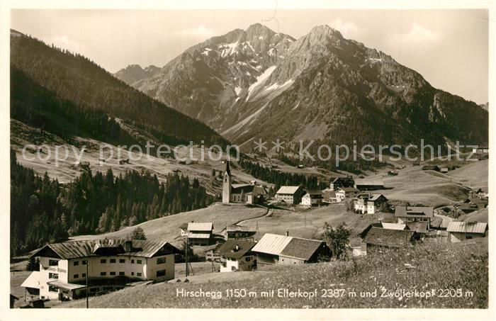 Hirschegg Kleinwalsertal Vorarlberg Panorama mit Elferkopf und Zwoelferkopf Allg