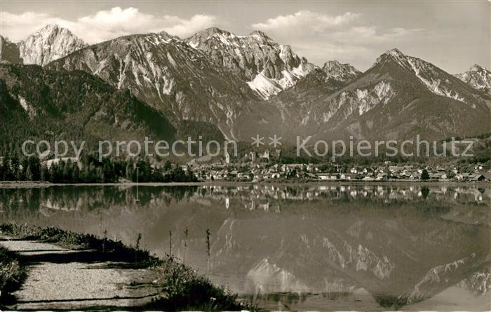 Forggensee Schwangau Blick ueber den See Alpenpanorama
