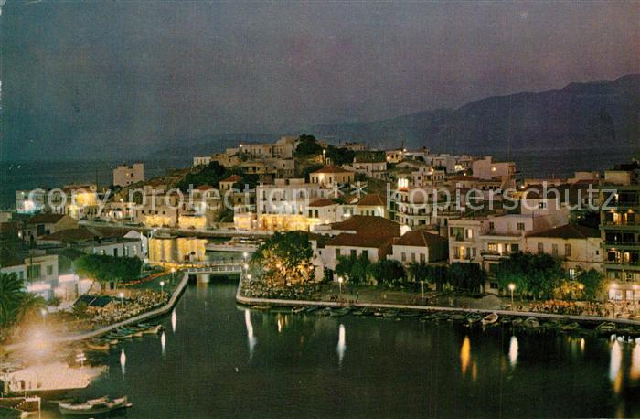 Agios Nikolaos Panorama Hafen Nachtaufnahme