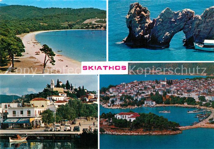 Skiathos Kuestenpanorama Strand Hafen Fliegeraufnahme
