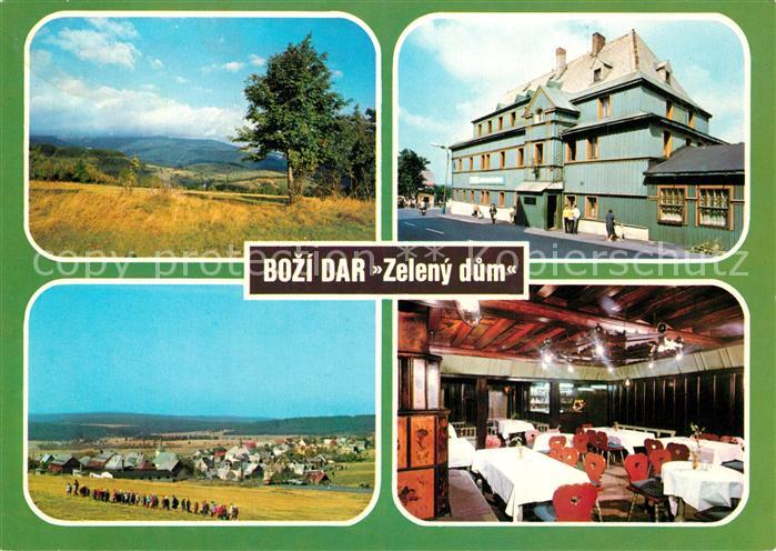 Bozi Dar Gottesgab Zeleny dum Hotel Restaurant Landschaftspanorama Wandern