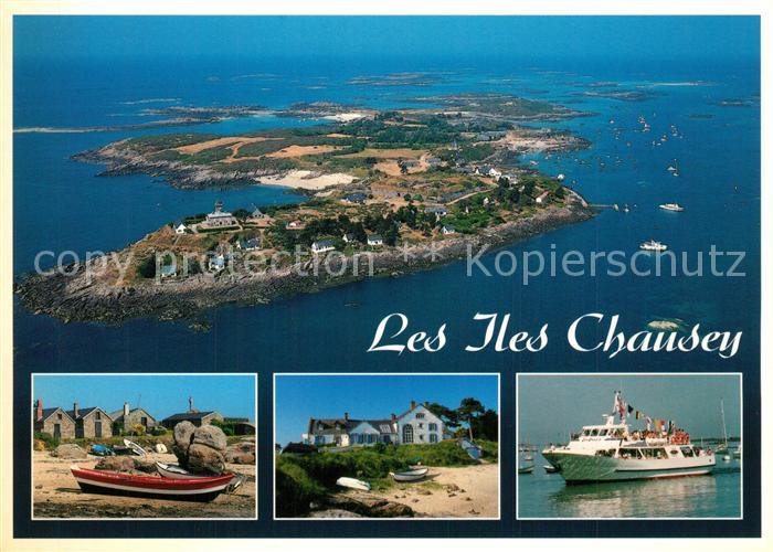 Iles Chausey Vue aérienne Plage Bateau